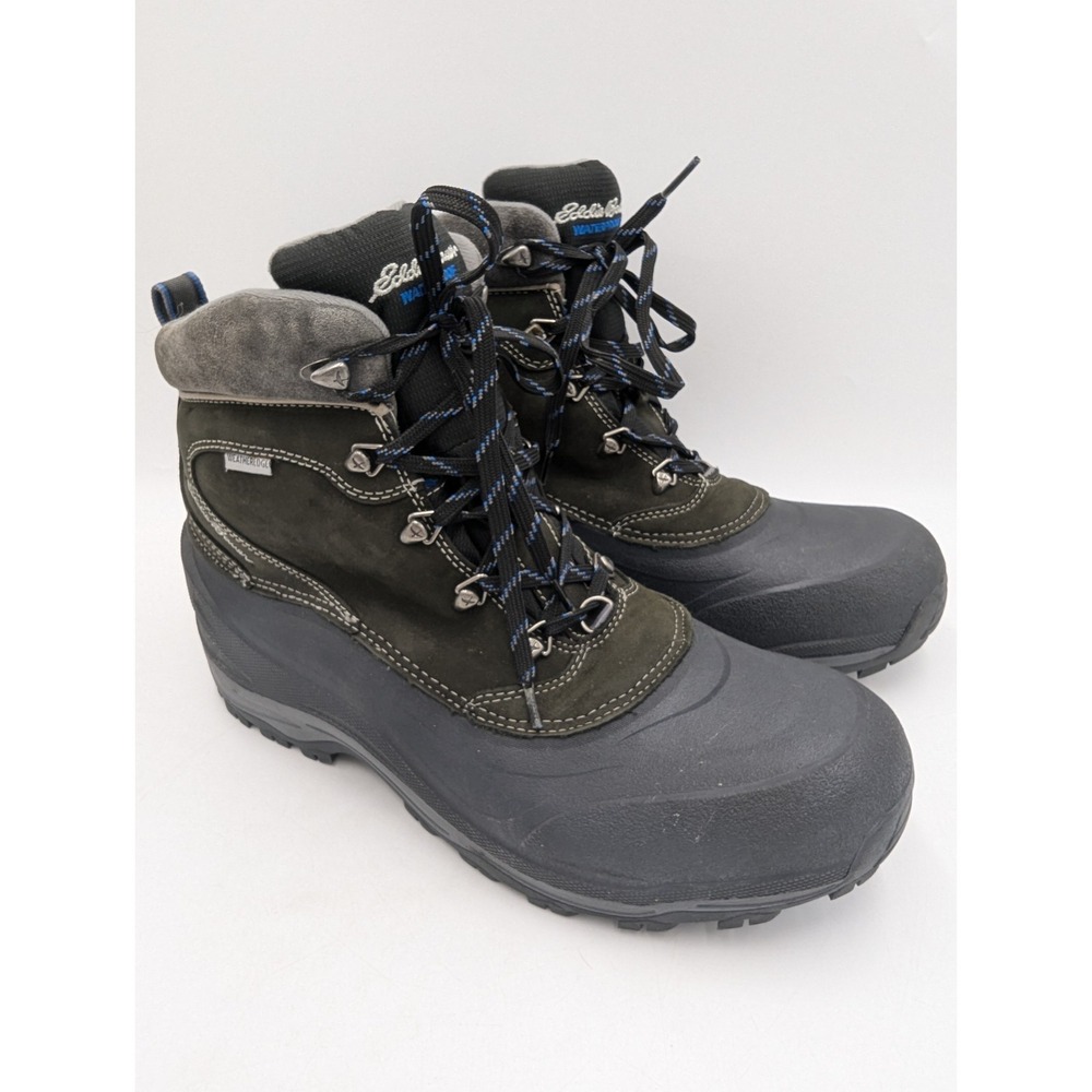 Eddie Bauer Mens Snowfoil Leather Waterproof Insulated Winter Boots Black 13